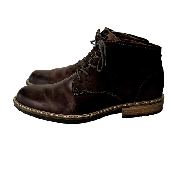 Ecco Other - Ecco Shoes Mens 42 Kenton Brown Leather Plain Toe Chukka Boots Lace Up Lined